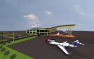 Airline Terminal & Hangar. Opalocka Airport, Miami. Florida